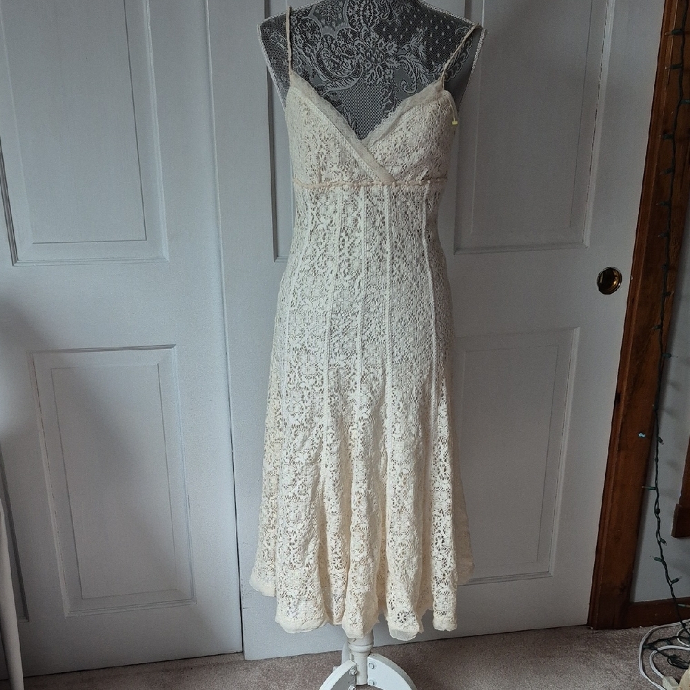 Elie Tahari Cream Sleeveless Sundress Midi